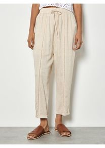 Leinenhose Apricot "Jogginghose aus Leinen", Damen, Gr. XL (42), N-Gr, beige (stein), gewebt, Obermaterial: 73% Viskose CV. 27% Leinen LI., uni, normal, Hosen Leinenhose, mit Ziernaht-Eins&auml;tzen