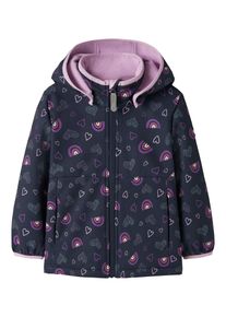 Softshelljacke name it "NMFMALTA05 SOFTSHELL JACKET AOP FO1", M&auml;dchen, Gr. 110, bunt (navy blazer), Softshell, Obermaterial: 95% Polyester, 5% Elasthan, bedruckt, normal, elastischer Bund, Jacken Softshelljacke, Materialmix, wasserdicht, winddicht
