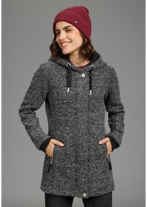 Strickfleecejacke Kangaroos, Damen, Gr. 42, grau melange, Fleece, Obermaterial: 100% Polyester. Kapuzenfutter: 100% Polyester, kontrastfarbene Details, unifarben, unifarben mit Farbeins&auml;tzen, figurbetont h&uuml;ftbedeckend, B&uuml;ndchen, Jacken Strickfleecejacke, mit 2-Wege-Rei&szlig;verschluss und Druckkn&ouml;pfen, h&uuml;ftbedeckend
