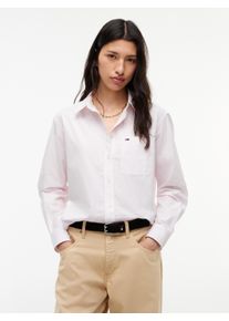 Langarmbluse Tommy Jeans "TJW RLX ESSENTIAL SHIRT", Damen, Gr. S (36/38), rosa (pink, stripe), Web, Obermaterial: 100% Baumwolle, gestreift, relaxed fit normal, ohne Ausschnitt, Blusen Langarmbluse, Baumwolle, relaxed fit