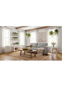 3-Sitzer Home Affaire "OLAND Struktur fein, Sofa, B: 224 cm, Skandi-Design", grau (light grau), B:224cm H:85cm T:83cm, 100% Polyester, Sofas, 3-Sitzer, Struktur, Flachgewebe, Luxus-Microfaser, Boucle