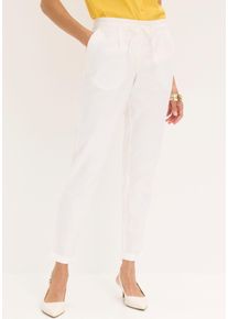 Leinenhose bonprix "Leinenhose", Damen, Gr. 40, N-Gr, wei&szlig;, Obermaterial: 55% Leinen, 45% Baumwolle, regular fit, Hosen Leinenhose, aus Leinen und Baumwolle, Regular Fit, mit elastischem Gummibund