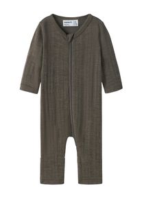 Schlafanzug name it "NBMWANG WOOL NEEDLE NIGHTSUIT SOLID NOOS", Jungen, Gr. 86, morel, Strick, Obermaterial: 100% Wolle, unifarben, regular fit, Rundhals, Homewear-Sets Schlafanzug, aus Wolle, Regular Fit, mit Rei&szlig;verschluss und Kinnschutz, f&uuml;r Babys