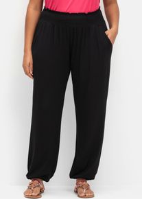 Schlupfhose sheego, Damen, Gr. 50, Normalgr&ouml;&szlig;en, schwarz, 95% Viskose, 5% Elasthan, unifarben, Hosen Schlupfhose