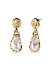 Paar Ohrstecker Elli "Ohrringe Ohrstecker Kreis mit Perlen von Swarovski(R) 925 Sterling Silber" Gr. 28, gold, Ohrringe, Damen, 28, Silber 925 (Sterlingsilber), Paar Ohrstecker