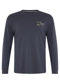 Rundhalsshirt MAN'S WORLD PLUS "auch in Grosse Gr&ouml;&szlig;en bis Gr. 7XL", Herren, Gr. 3XL (64/66), grau (blaugrau), Single Jersey, Obermaterial: 100% Baumwolle, bedruckt, regular fit normal, Rundhals, Rippb&uuml;ndchen, Shirts Rundhalsshirt, Regular Fit, mit langem Arm, bedruckt, f&uuml;r Casualmode