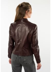Lederjacke Mauritius "MWLuciana", Damen, Gr. L (40), mahagony, Obermaterial: 100% Schafsleder. Futter: 100% Polyester. &Auml;rmelfutter: 100% Polyester, unifarben, regular fit h&uuml;ftbedeckend, mit Riegel mit Rei&szlig;verschluss, Jacken Lederjacke, mit kurzem Stehkragen