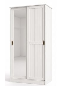 Garderobenschrank OTTO HOME "Malm&ouml; Mehrzweckschrank mit Schiebet&uuml;ren und Spiegel", wei&szlig;, B:93cm H:184cm T:37cm, Massivholz, Schr&auml;nke, Garderobenschrank, aus massiver FSC-zertifizierter Kiefer, B/T/H 93/37/187 cm