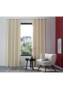 Vorhang OTTO HOME "SOLA" Gr. 3, beige (cream), B:130cm H:225cm, Polyester, Polyester, Gardinen, Vorhang, blickdicht, &Ouml;sen-Aufh&auml;ngung, w&auml;rmeabweisend,, 1er oder 2er Set