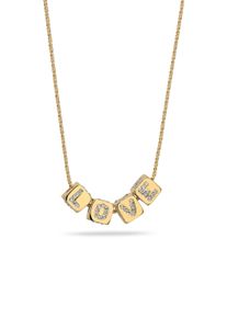 Kette mit Anh&auml;nger Elli "Halskette Love Liebe mit Kristallen von Swarovski(R) 925 Sterling Silber" Gr. 45, gold, Halsketten, Damen, Silber 925 (Sterlingsilber), Kette mit Anh&auml;nger