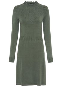Strickkleid Laura Scott, Damen, Gr. 46, N-Gr, salbei, Strick, Obermaterial: 50% Viskose, 28% Polyester, 22% Polyamid, unifarben, ausgestellt mini, hoch geschlossener Ausschnitt, Raglan&auml;rmel, Kleider Strickkleid, mit edlem Ajourmuster und s&uuml;&szlig;em Stehkragen