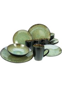 Kombiservice Creatable "Jawa", bunt (mehrfarbig), 16 Stk., Steinzeug, Geschirr-Sets, Kombiservice, Reaktivglasur, jedes St&uuml;ck ein Unikat