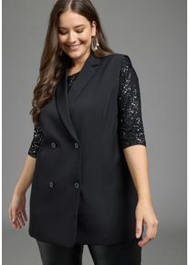 Longweste LAURA SCOTT CURVE "Gro&szlig;e Gr&ouml;&szlig;en", Damen, Gr. 50, schwarz, Obermaterial: 90% Polyester, 10% Elasthan, unifarben, Westen Longweste, aus Polyester und Elasthan, feminin geschnitten, unifarbene Optik