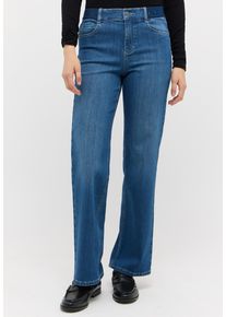 5-Pocket-Jeans Angels "L. SPORTY", Damen, Gr. 36, L&auml;nge 32, mid blau used, Denim/Jeans, Obermaterial: 92% Baumwolle, 6% Polyester, 2% Elasthan, weit, Jeans 5-Pocket-Jeans, weite Passform, mit G&uuml;rtelschlaufen, 1-Knopf-Form