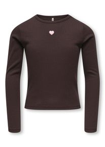 Langarmshirt KIDS Only "KOGELVA JUNE EMB L/S TEE JRS", M&auml;dchen, Gr. 122/128, coffee bean detail:heart, pink lady, emb, Jersey, Obermaterial: 65% Polyester, 30% Viskose, 5% Elasthan, bedruckt, normal, Rundhals, Shirts Langarmshirt, Materialmix