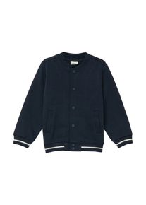 Sweatjacke s.Oliver JUNIOR, Jungen, Gr. 140, blau (navy), Sweatware, Obermaterial: 72% Baumwolle, 23% Polyester, 5% Elasthan, unifarben mit Farbeinsatz, normal h&uuml;ftbedeckend, Rundhals, elastischer Bund, Sweatjacken Sweatjacke, in Blouson-Optik