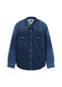 Jeanshemd Tommy Jeans "REGULAR WESTERN SHIRT", Herren, Gr. S (46), N-Gr, denim schwarz, Denim/Jeans, Obermaterial: 100% Baumwolle, unifarben, regular fit normal, Rundhals, eingesetzt Manschette, Hemden Jeanshemd, Regular fit mit Klappentaschen