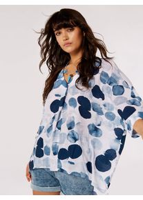 Shirtbluse Apricot "Bedrucktes Blusentop", Damen, Gr. XL (42), navy, gewebt, Obermaterial: 65% Viskose CV. 35% Polyester PES., bedruckt, V-Ausschnitt, Blusen Shirtbluse, mit Kellerfalte