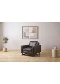 Loveseat OTTO HOME "Pinto 105 cm, Cord, Chenille, Lederoptik", anthrazit, B:105cm H:85cm T:97cm, Kunstleder (65% Polyester, 35% Lederfasern);Cord (92% Polyester, 8% Polyamide), Sessel, Loveseat, mit Keder, Metallf&uuml;&szlig;en und auch in Cord Bezug erh&auml;ltlich