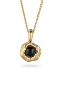 Kette mit Anh&auml;nger Elli "Halskette Onyx Melted Schwarz 925 Sterling Silber" Gr. 45, gold, Halsketten, Damen, Silber 925 (Sterlingsilber), Kette mit Anh&auml;nger