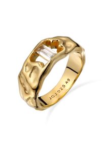 Silberring Elli "Ring Melted Topas Wei&szlig; 925 Sterling Silber" Gr. 58, gold, Fingerringe, Damen, 58, Silber 925 (Sterlingsilber), Silberring