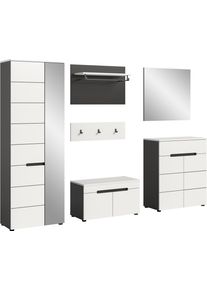 Garderoben-Set Home Affaire "Rehat, Garderobenkombination, Breite 255cm", grau (basalt grau, wei&szlig;), B:255cm H:190cm T:37cm, Holzwerkstoff, Kastenm&ouml;bel-Sets, Garderoben-Set, Garderobenkombination, Kombination, Set, Flurgarderobe, Diele