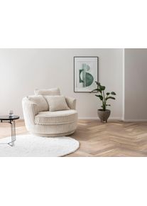 Drehsessel Home Affaire "MAISIE Cord, Love Seat XXL, Lese-Sessel BIG-", beige (hellbeige), B:120cm H:86cm T:120cm, Sessel, Drehsessel, Sessel in MEGA CORD u. Web-Velours, 360 Grad drehbar