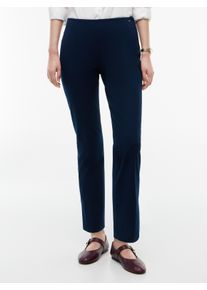 Anzughose Tommy Hilfiger "GABARDINE ZIP SLIM PANT", Damen, Gr. 46, N-Gr, dunkelblau, Web, Obermaterial: 95% Baumwolle, 5% Elasthan, unifarben, slim fit lang, Hosen Anzughose, Baumwollmischung, slim fit