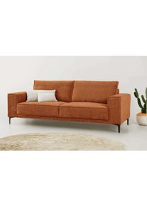 3-Sitzer Home Affaire "OLAND Chenille, Sofa, B: 224 cm, Skandi-Design", orange (brick), B:224cm H:85cm T:83cm, 100% Polyester, Sofas, 3-Sitzer, Struktur, Flachgewebe, Luxus-Microfaser, Boucle