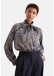 Klassische Bluse Seidensticker, Damen, Gr. 3XL (46), bunt (blau), 100% Viskose, gemustert, regular fit, Blusen Klassische Bluse, 1/1 Druck