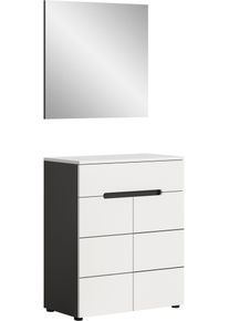 Garderoben-Set Home Affaire "REHAT, TOPSELLER, 2-teilig, Breite 80cm, individuell erweiterbar", grau (basalt grau, wei&szlig;), B:80cm H:190cm T:37cm, Holzwerkstoff, Kastenm&ouml;bel-Sets, Garderoben-Set, Garderobenkombination, Kombination, Set, Flurgarderobe, Diele