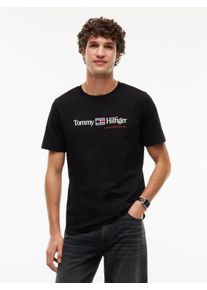 T-Shirt Tommy Hilfiger "BRAND LOVE RWB GRAPHIC", Herren, Gr. XL, schwarz, Jersey, Obermaterial: 100% Baumwolle, normal, Rundhals, Shirts T-Shirt, Auff&auml;lliger Frontprint mit Tommy Hilfiger Schriftzug, normale Passform