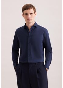 Businesshemd Seidensticker "Schwarze Rose", Herren, Gr. XXL (46), normale &Auml;rmell&auml;ngen, dunkelblau, 50% Baumwolle, 50% Modal, unifarben, regular fit, 2-Knopf-Manschette, Hemden Businesshemd, Regular 1/1 Kentkragen Uni