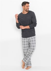L&aring;ng&auml;rmad pyjamas med ekologisk bomull - gr&aring; - storlek 48/50 (M) - bonprix