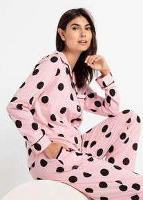 Pyjamas med knappsl&aring; - rosa - storlek 48/50 (XL) - bonprix