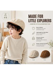 Kids Cotton Painter Cap Japanese Street Style Adjustable Newsboy Hat Spring Autumn Casual Duckbill Cap for Boys Girls Ages 4-6Y