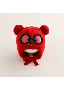 Winter Warm Baby Beanies Hat Cartoon Cute Woolen Knitted Ear Protection Lacing Cap Boy Girl Children Windproof Bonnet Hat
