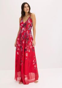 Maxikleid aus zartem T&uuml;ll mit Tr&auml;gern, rot, Gr&ouml;&szlig;e 42, bonprix