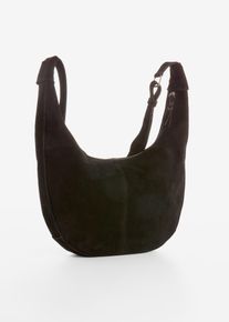 Umh&auml;ngetasche aus Veloursleder, schwarz, Gr&ouml;&szlig;e 24x30 cm, Veloursleder, bonprix