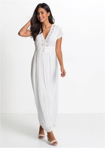 Maxikleid aus flie&szlig;ender Viskose, wei&szlig;, Gr&ouml;&szlig;e 38, Viskose, bonprix