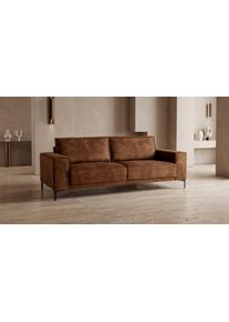 3-Sitzer Home Affaire "OLAND Luxus-Microfaser, Sofa, B: 224 cm, Skandi-Design", braun (cognac), B:224cm H:85cm T:83cm, 100% Polyester, Sofas, 3-Sitzer, Struktur, Flachgewebe, Luxus-Microfaser, Boucle