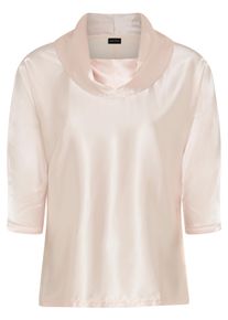 Shirtbluse Laura Scott, Damen, Gr. 48/50, creme, Satin, Obermaterial: 100% Polyester. R&uuml;ckenteil: 95% Viskose, 5% Elasthan, unifarben, figurumspielend h&uuml;ftlang, Fledermaus&auml;rmel, Blusen Shirtbluse, aus Satin und Jersey, figurumspielende Passform, 3/4-Fledermaus&auml;rmel