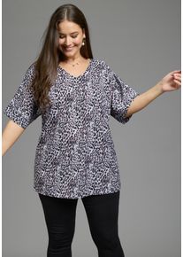 Schlupfbluse LAURA SCOTT CURVE "Gro&szlig;e Gr&ouml;&szlig;en", Damen, Gr. 50, leo gemustert, Web, Obermaterial: 100% Polyester, weit Po-bedeckend, tiefer V-Ausschnitt, angeschnitten, Blusen Schlupfbluse, weite Passform, po-bedeckende L&auml;nge, femininer Stil