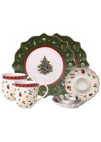Villeroy & Boch Geschirr-Set VILLEROY & BOCH "Fr&uuml;hst&uuml;cks-Set Toy's Delight 6er Set gr&uuml;n-wei&szlig;", gr&uuml;n (gr&uuml;n, wei&szlig;), 6, Porzellan, Geschirr-Sets, Geschirr-Set, Handw&auml;sche wird empfohlen