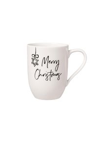 Villeroy & Boch Becher VILLEROY & BOCH "Becher mit Henkel 'Merry Christmas' Statement 290 ml wei&szlig;", wei&szlig;, Porzellan, Trinkgef&auml;&szlig;e, Becher