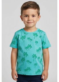 T-Shirt Blue Seven, M&auml;dchen, Gr. 110, lagune, Single Jersey, Obermaterial: 100% Baumwolle, bedruckt, Basic normal, Rundhals, Shirts T-Shirt, Basic Passform, mit Allover-Druck, aus Single Jersey, pflegeleicht