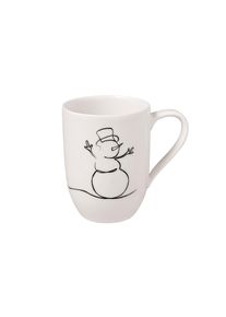 Villeroy & Boch Becher VILLEROY & BOCH "Becher mit Henkel 'XMAS' Statement Lines 290 ml wei&szlig;", wei&szlig;, Porzellan, Trinkgef&auml;&szlig;e, Becher
