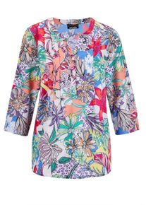 Druckbluse GOLDNER "Blusenshirt mit Leo-Bl&uuml;ten-Muster", Damen, Gr. 44, bunt (multicolor), Obermaterial: 100% Polyester PES., normal, Sonstiges, Blusen Druckbluse, Ohne