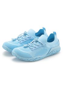 Sneaker VIVANCE BY LASCANA "Halbschuh, Freizeitschuh, Slip-On-Sneaker, Sommer Sneaker", Damen, Gr. 44, blau (hellblau), Obermaterial: 50% Lederimitat, 50% Textilmaterial. Decksohle: 100% Textilmaterial. Futter: 100% Textilmaterial. Laufsohle: 100% Synthetik, unifarben, Basic, Schuhe Sneaker, mit Kordelzug und elastischen Schn&uuml;rb&auml;ndern VEGAN