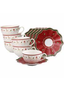 Villeroy & Boch Tasse VILLEROY & BOCH "Milchkaffeetassen mit Untertassen Toy's Delight 260 ml 12er Set bunt", bunt, 12 tlg., Porzellan, Trinkgef&auml;&szlig;e, Tasse